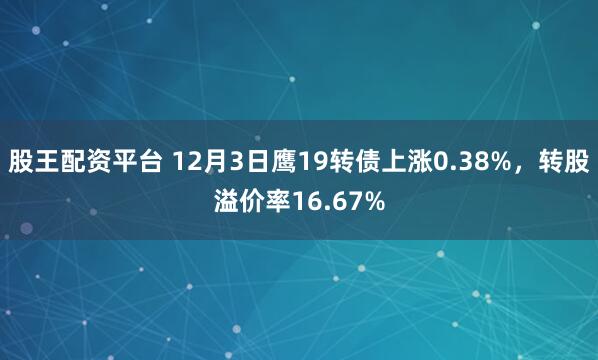 股王配资平台 12月3日鹰19转债上涨0.38%，转股溢价率16.67%