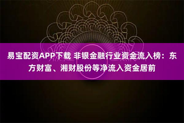 易宝配资APP下载 非银金融行业资金流入榜：东方财富、湘财股份等净流入资金居前