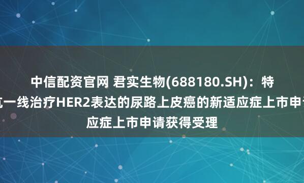 中信配资官网 君实生物(688180.SH)：特瑞普利单抗一线治疗HER2表达的尿路上皮癌的新适应症上市申请获得受理
